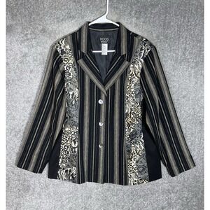 KOOS Of Course Art To Wear Floral Animal Print Stripe Blazer Womens Sz L Vintage